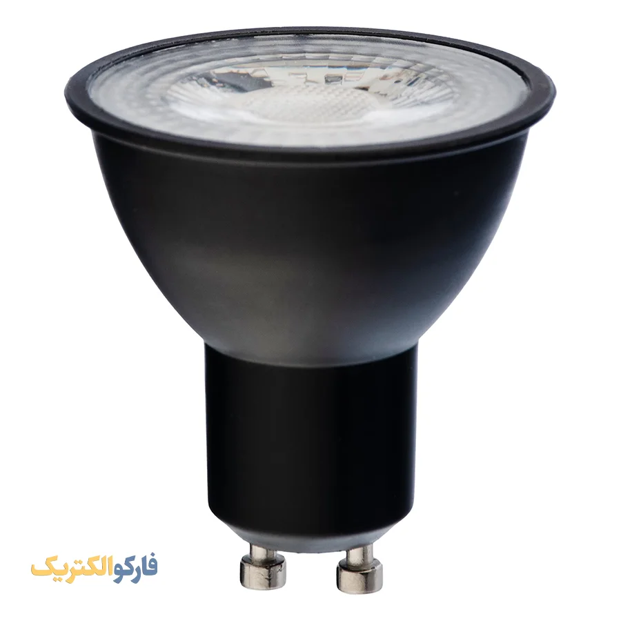 لامپ ال ای دی هالوژن ۶ وات دیمر دار افراتاب مدل AF-DH-6W با بدنه مشکی و پایه GU10، عرضه‌شده در نمایندگی مرکزی افراتاب