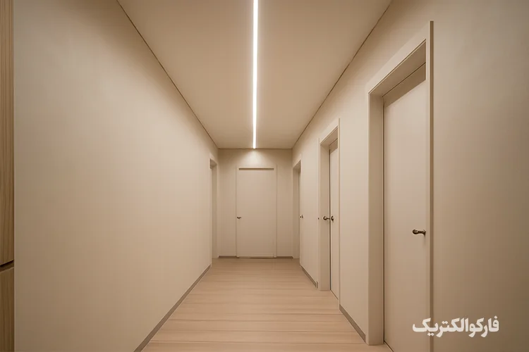 نور خطی LED در سقف راهروی مدرن منزل افراتاب